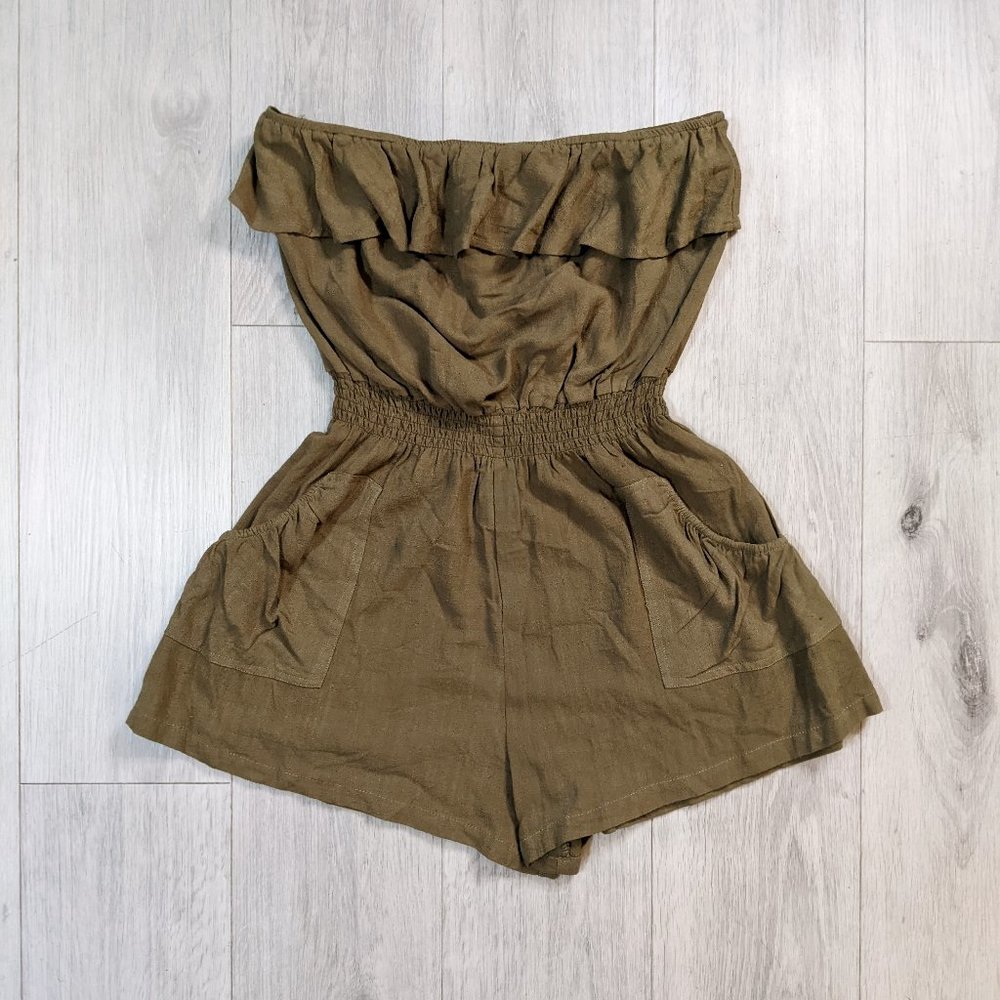 Nectar Clothing Green Strapless Romper M